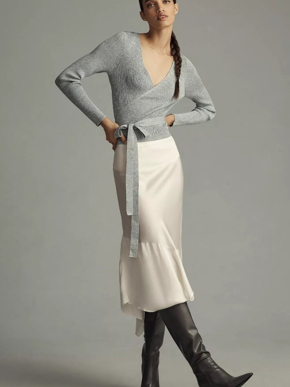 Anthropologie Asymmetrical Satin Slip Skirt Size XS